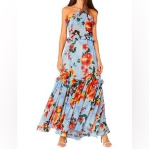 Like new MISA Los Angeles blue floral dress
